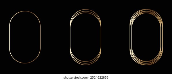 quadro de borda de quadro de decoração dourado fino definido com forma oval definido	