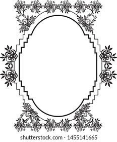 Border frame unique, drawing flowers, invitation card and greeting card. Vector