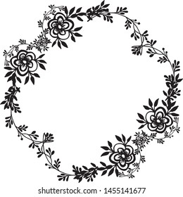 Border frame unique, drawing flowers, invitation card and greeting card. Vector