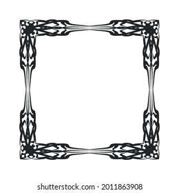 Border frame vector design illustration element decoration art. Abstract ornament border frame retro vintage swirl antique corner. Decorative pattern floral filigree graphic shape elegant banner 
