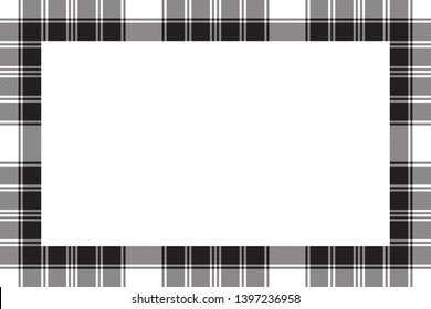 Border frame vector vintage background. Plaid pattern fabric texture. Tartan ribbon collage photo frames in retro style.