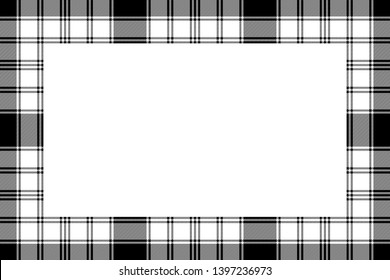 Border frame vector vintage background. Plaid pattern fabric texture. Tartan ribbon collage photo frames in retro style.