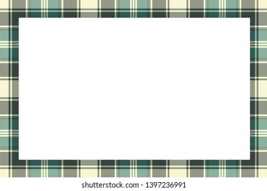 Border frame vector vintage background. Plaid pattern fabric texture. Tartan ribbon collage photo frames in retro style.