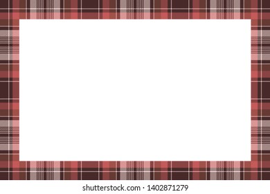 Border frame vector vintage background. Plaid pattern fabric texture. Tartan ribbon collage photo frames in retro style.