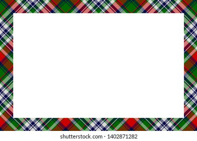 Border frame vector vintage background. Plaid pattern fabric texture. Tartan ribbon collage photo frames in retro style.
