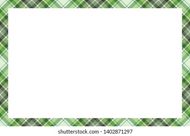 Border Frame Vector Vintage Background. Plaid Pattern Fabric Texture. Tartan Ribbon Collage Photo Frames In Retro Style.
