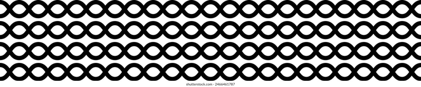 Border frame wavy line divider, geometric shape element, horizontal zigzag seamless pattern stroke outline illustration