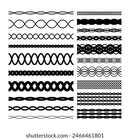 Border frame wavy line divider, geometric shape element, horizontal zigzag seamless pattern stroke outline illustration