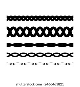 Divisor de línea ondulada de marco de borde, elemento de forma geométrica, ilustración de contorno de trazo de patrón sin fisuras en zigzag Horizontal