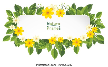 Rahmen mit gelben und weißen Blumen, Illustration