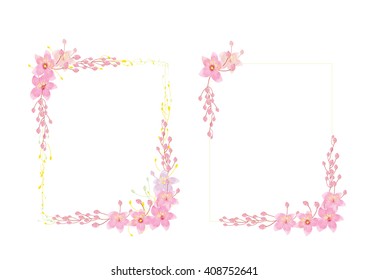 border or frames flowers created ,pink flowers border frames  isolated on white background