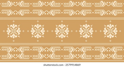 Border geometric seamless elegant tribal motif ornament luxury flower unique