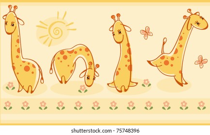 Border with giraffes. Similar to portfolio