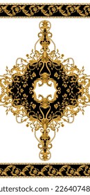 Border with gold baroque elements. Vector
