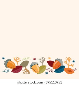 Border golden autumn, hand drawn vector illustration.