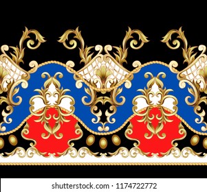 Border with golden baroque elements. 