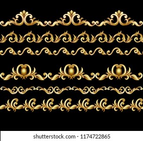 Border with golden baroque elements. 