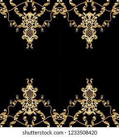 Border with golden baroque and knotting elements. 