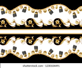 Border with golden and fringe baroque elements. 