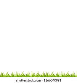  border with green grass. Floral frame on white background. Summer border. 