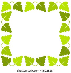 Border of green oak leaves. Vector background