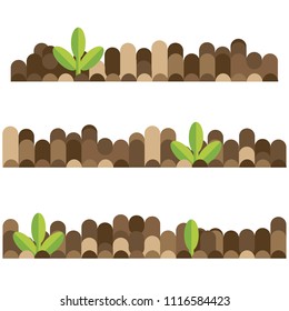 Border ground with sprouts, flat style.