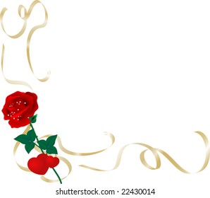 Border with hearts and rose - vector illustration
