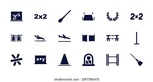 Border icon. collection of 18 border filled icons such as plane landing, airport officer, mop, blackboard, blackboard x+y. editable border icons for web and mobile.