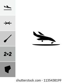 Border icon. collection of 6 border filled icons such as plane landing, mop, land territory, wire fence. editable border icons for web and mobile.