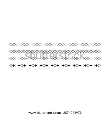 Border icon, rhombus shape divider horizontal line vector for decorative vintage doodle element for design in vector illustration