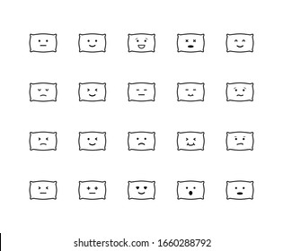 Pillow’s  border icon set. Emotion Pillows on white background