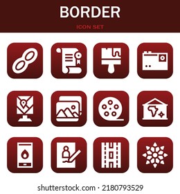 border icon set. Vector  illustrations related with Peanut, Certificate and Brush