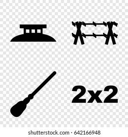 Border icons set. set of 4 border filled icons such as mop, wire fence