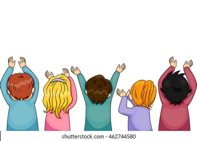 Border Illustration of Children with Arms Outstretched