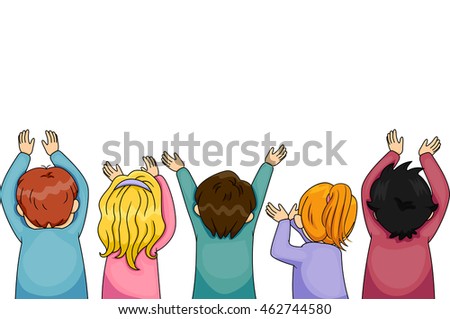 Border Illustration of Children with Arms Outstretched
