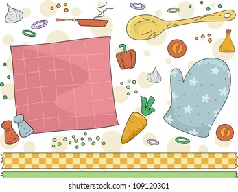 Border Illustration Featuring Cooking Related Items