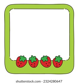 Border illustration frame with hand drawn strawberry.