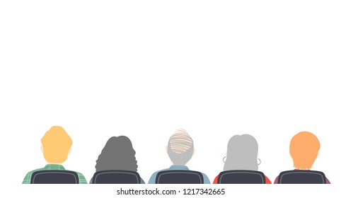 Border Illustration of a Group of Seniors Back Sitting on a Chair