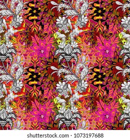 Border Indian paisley patten. Seamless ornament print. Ethnic Mandala towel. Vector Henna style. Can be used for greeting business card background, coloring book, backdrop, textile.