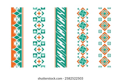 Border islamic pattern vector, Collection of geometric motif vector assets