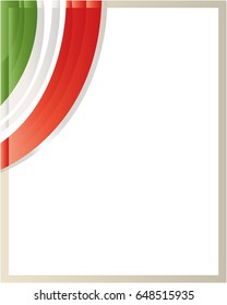  border with the Italian flag wave in the corner with blank space.