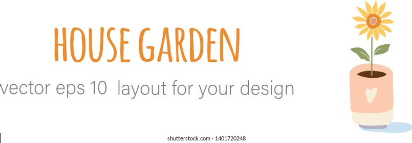 Border layout made of houseplants potted in colorful ceramic pots. Hand drawn illustration with noisy texture ideal for printing, web banners, packaging and design