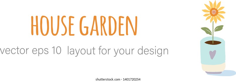 Border layout made of houseplants potted in colorful ceramic pots. Hand drawn illustration with noisy texture ideal for printing, web banners, packaging and design