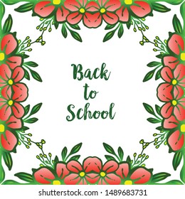 Border of leaf flower frame, for template decoration of card back to school. Vector