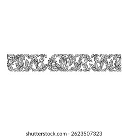 border leaves doodle black and white illustration hand drawn vector