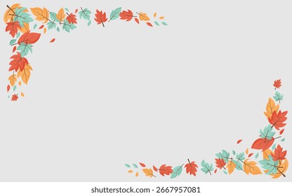 Borde de hojas con fondo gris. Adecuado para la Plantilla de diseño de invitación