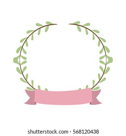 border with leaves and label