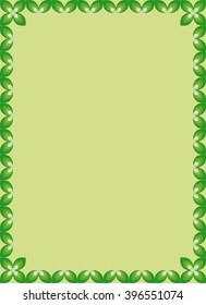 Border with leaves on green background