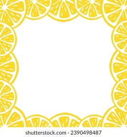 Border of lemon slices. Composition of citrus fruits. Vector illustration isolated on white background.
