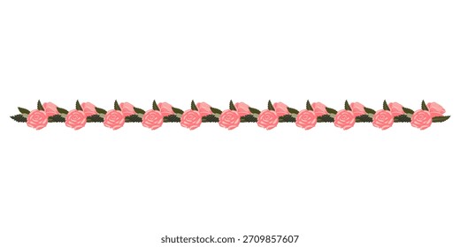 Uma borda de rosa claro, exuberante, rosas elegantes para o seu design. Ilustração vetorial isolada em um fundo branco.